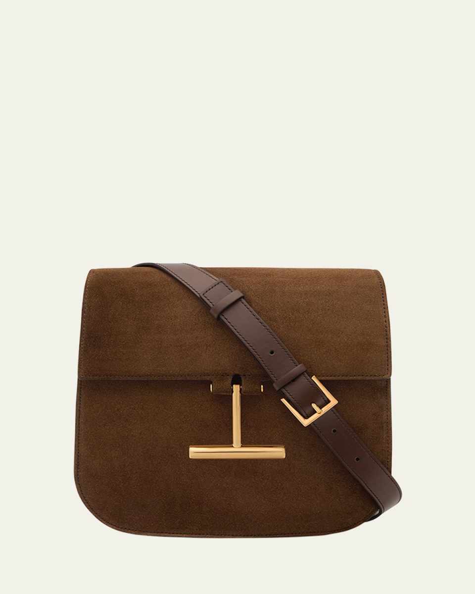 Tara Mini Flap Crossbody Bag in Suede and Leather
